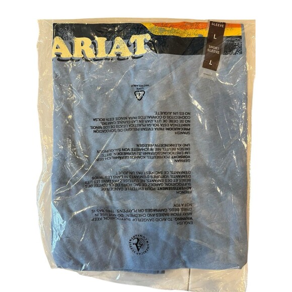 Ariat T Shirt SZ L  New with Tags Ariat Acres shirt short Sleeve Blue women - Picture 4 of 4